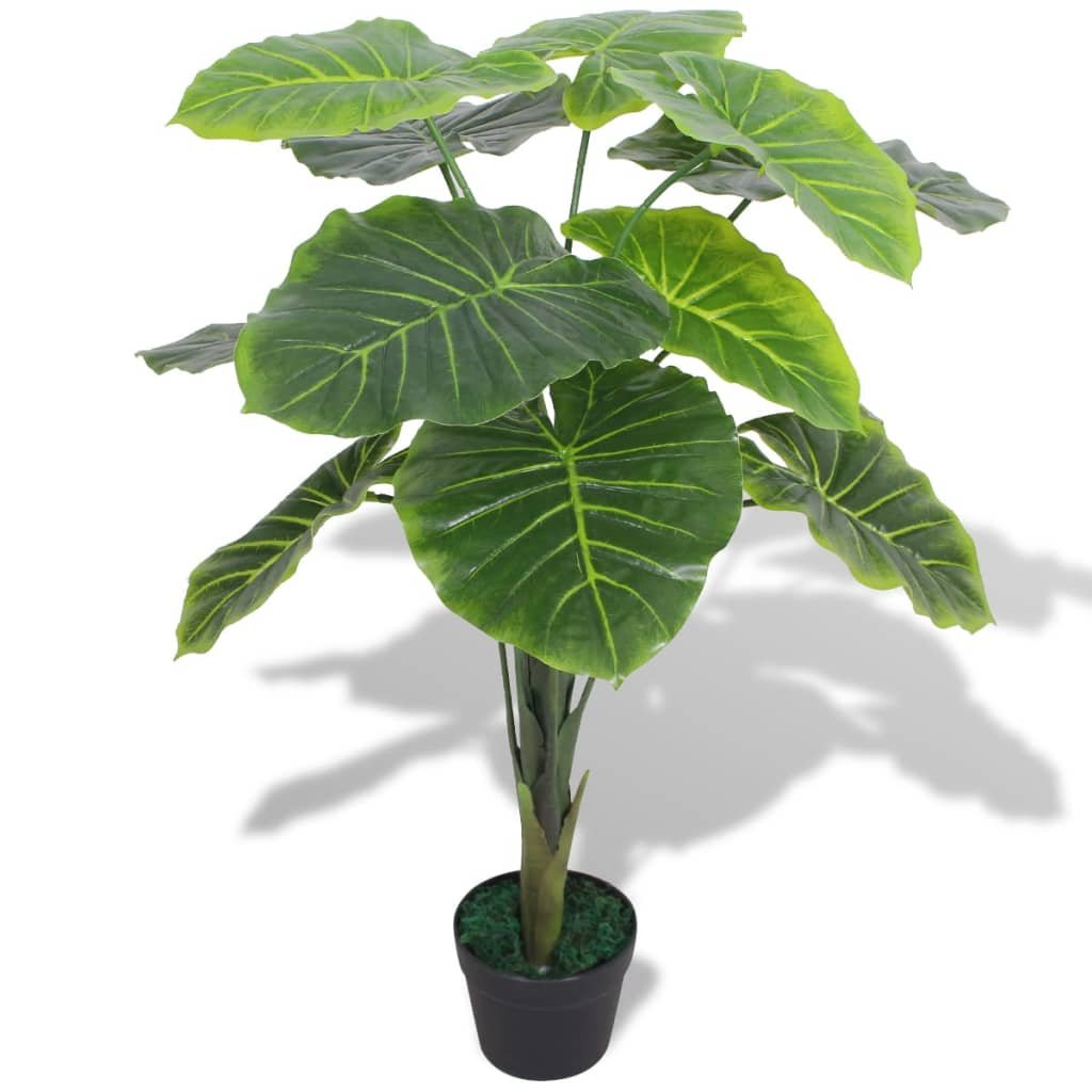 vidaXL Sztuczna kolokazja jadalna (taro) z doniczką, 85 cm, zielona