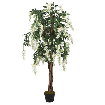 vidaXL Sztuczna wisteria, 1470 liści, 200 cm, zielono-biała - vidaXL