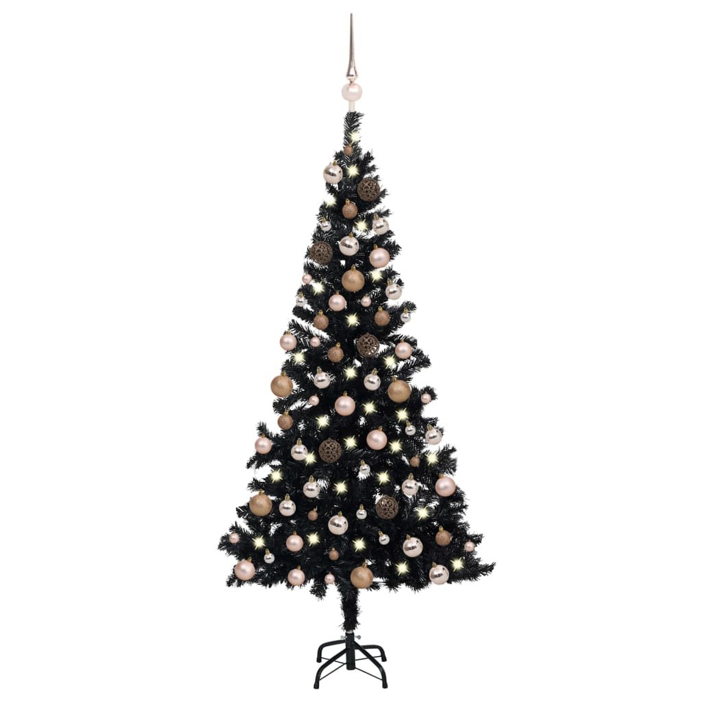 Zdjęcia - Choinka świąteczna VidaXL sztuczne choinka z LED i bombkami, czarna, 180 cm, PVC 
