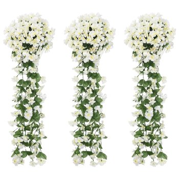 vidaXL Sztuczne girlandy kwiatowe, 3 szt., białe, 85 cm - vidaXL