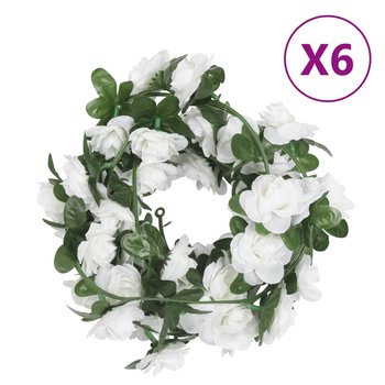 vidaXL Sztuczne girlandy kwiatowe, 6 szt., białe, 240 cm - vidaXL