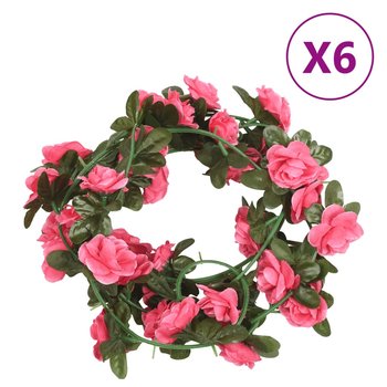 vidaXL Sztuczne girlandy kwiatowe, 6 szt., czerwień różana, 240 cm - vidaXL