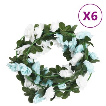 vidaXL Sztuczne girlandy kwiatowe, 6 szt., niebiesko-białe, 240 cm - vidaXL