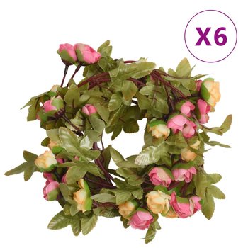 vidaXL Sztuczne girlandy kwiatowe, 6 szt., różowe, 215 cm - vidaXL