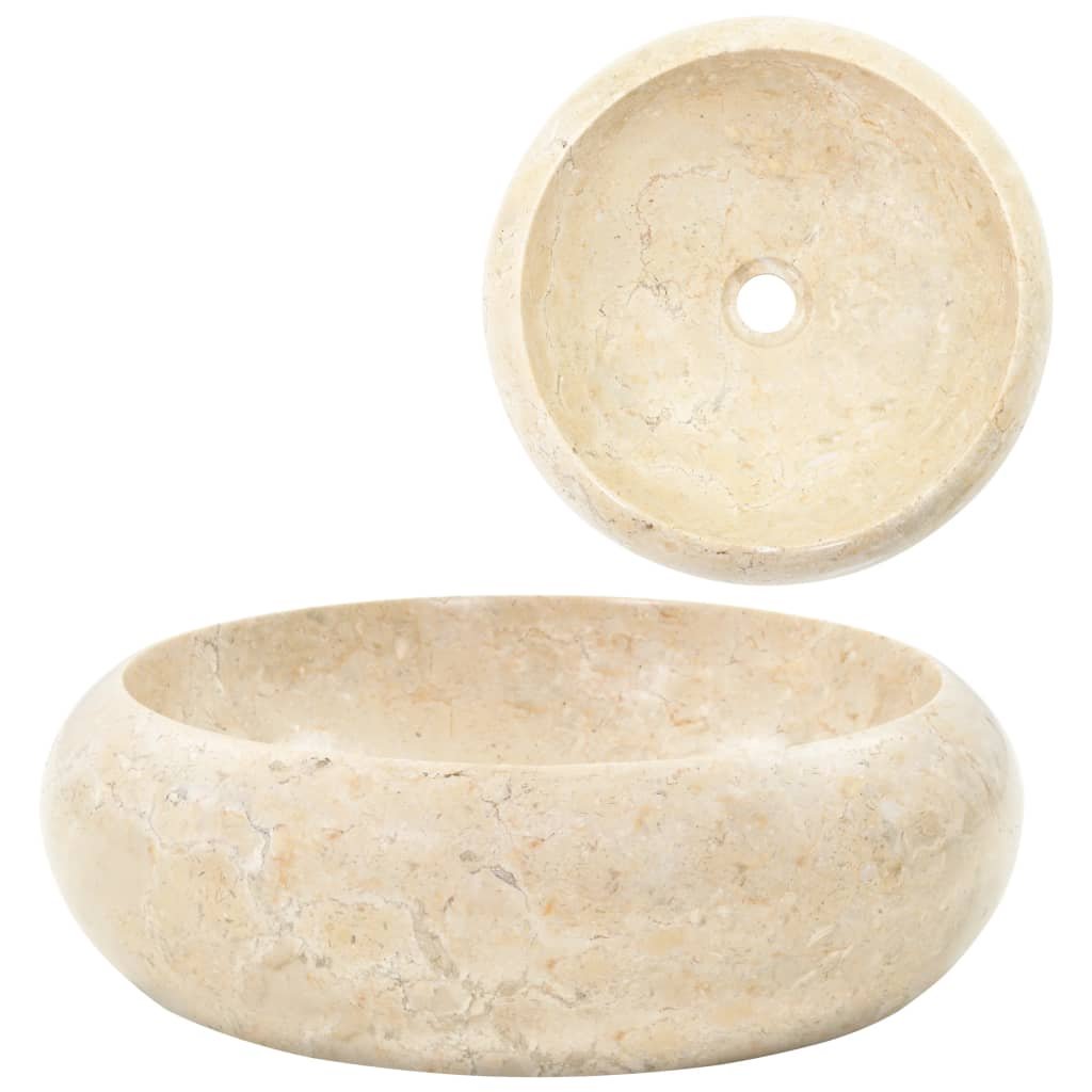 vidaXL Umywalka, 40 x 12 cm, marmurowa, kremowa