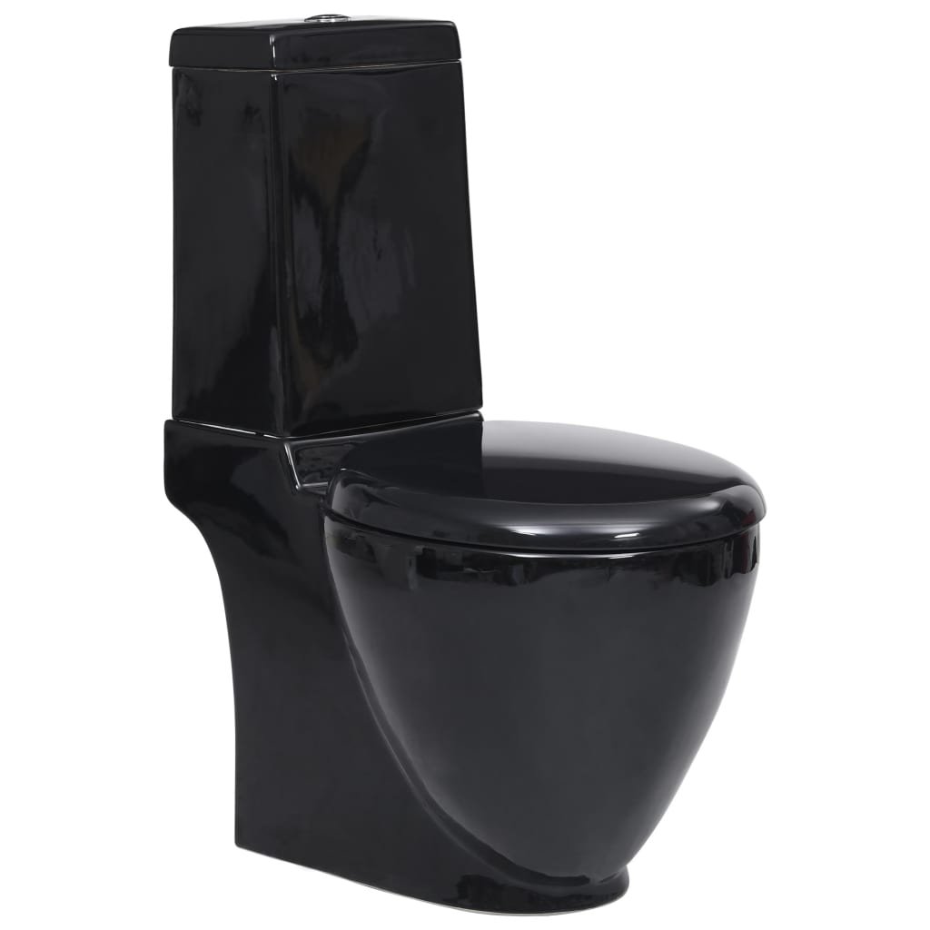 vidaXL WC Kompakt Ceramiczna toaleta ze spłuczką, okrągła, odpływ pionowy, czarna