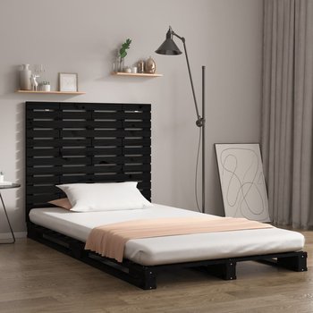 vidaXL Wezgłowie łóżka, czarne, 141x3x91,5 cm, lite drewno sosnowe - vidaXL