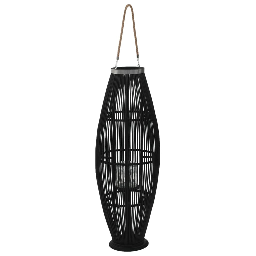 vidaXL Wiszący lampion na świece, bambusowy, czarny, 95 cm