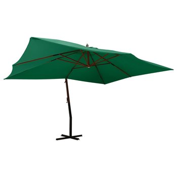vidaXL Wiszący parasol z drewnianym słupkiem, 400x300 cm, zielony - vidaXL