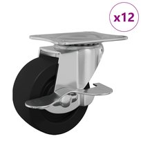vidaXL Wózek 12 pcs czarno-srebrny 63 x 48 x 46 mm Żelazo i nylon vidaXL