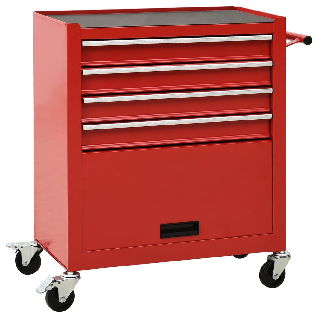 Zdjęcia - Skrzynka narzędziowa VidaXL Wózek narzędziowy z 4 szufladami, stalowy, czerwony 