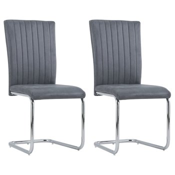 vidaXL Wspornikowe krzesła stołowe, 2 szt., szare, sztuczny zamsz - vidaXL