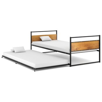 vidaXL Wysuwana rama łóżka, czarna, metalowa, 90x200 cm - vidaXL