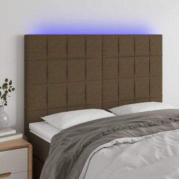 vidaXL Zagłówek do łóżka z LED ciemnobrązowy 144x5x118/128 cm tkanina - vidaXL