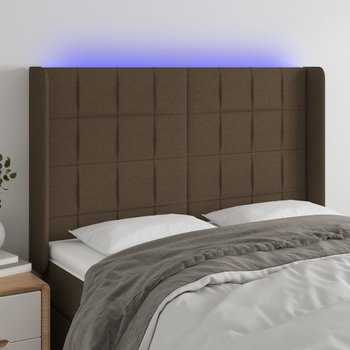 vidaXL Zagłówek do łóżka z LED ciemnobrązowy 147x16x118/128 cm tkanina - vidaXL
