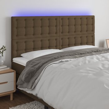 vidaXL Zagłówek do łóżka z LED ciemnobrązowy 160x5x118/128 cm tkanina - vidaXL