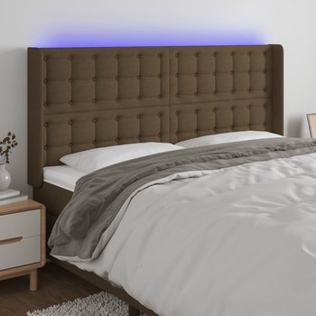 vidaXL Zagłówek do łóżka z LED ciemnobrązowy 163x16x118/128 cm tkanina - vidaXL