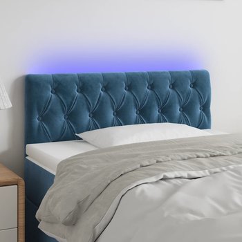 vidaXL Zagłówek do łóżka z LED, ciemnoniebieski 100x7x78/88cm, aksamit - vidaXL