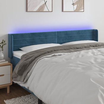 vidaXL Zagłówek do łóżka z LED ciemnoniebieski 163x16x78/88 cm aksamit - vidaXL