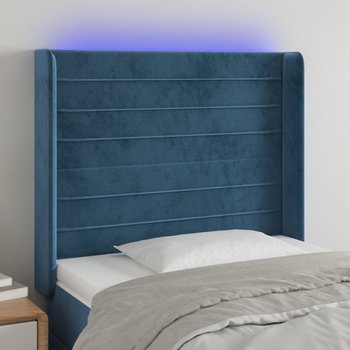 vidaXL Zagłówek do łóżka z LED ciemnoniebieski 83x16x118/128cm tkanina - vidaXL