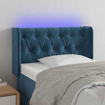vidaXL Zagłówek do łóżka z LED, ciemnoniebieski 83x16x78/88cm, aksamit - vidaXL