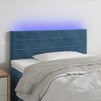 vidaXL Zagłówek do łóżka z LED, ciemnoniebieski, 90x5x78/88cm, aksamit - vidaXL
