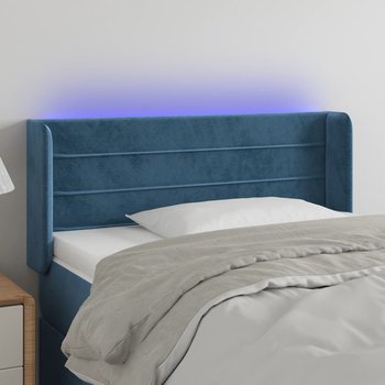 vidaXL Zagłówek do łóżka z LED, ciemnoniebieski 93x16x78/88cm, aksamit - vidaXL