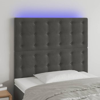 vidaXL Zagłówek do łóżka z LED, ciemnoszary, 100x5x118/128 cm, aksamit - vidaXL