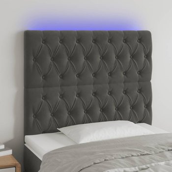vidaXL Zagłówek do łóżka z LED, ciemnoszary, 100x7x118/128 cm, aksamit - vidaXL