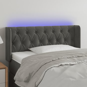 vidaXL Zagłówek do łóżka z LED, ciemnoszary, 103x16x78/88 cm, aksamit - vidaXL