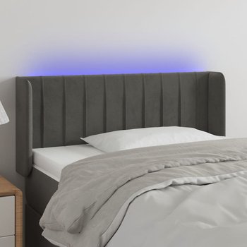 vidaXL Zagłówek do łóżka z LED, ciemnoszary, 103x16x78/88 cm, aksamit - vidaXL