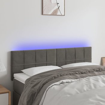 vidaXL Zagłówek do łóżka z LED, ciemnoszary, 144x5x78/88 cm, aksamit - vidaXL
