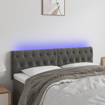 vidaXL Zagłówek do łóżka z LED, ciemnoszary, 144x7x78/88 cm, aksamit - vidaXL