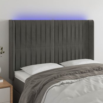 vidaXL Zagłówek do łóżka z LED, ciemnoszary, 147x16x118/128cm, aksamit - vidaXL