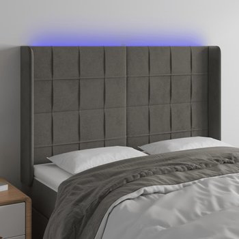 vidaXL Zagłówek do łóżka z LED, ciemnoszary, 147x16x118/128cm, aksamit - vidaXL