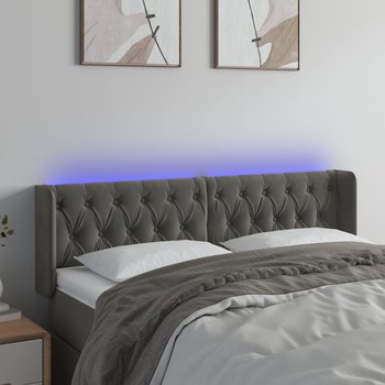 vidaXL Zagłówek do łóżka z LED, ciemnoszary, 147x16x78/88 cm, aksamit - vidaXL