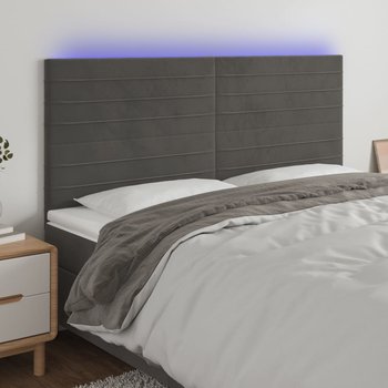 vidaXL Zagłówek do łóżka z LED, ciemnoszary, 160x5x118/128 cm, aksamit - vidaXL