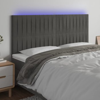 vidaXL Zagłówek do łóżka z LED, ciemnoszary, 160x5x118/128 cm, aksamit - vidaXL