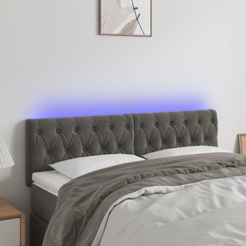 vidaXL Zagłówek do łóżka z LED, ciemnoszary, 160x7x78/88 cm, aksamit - vidaXL