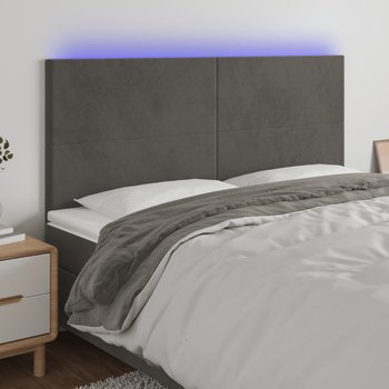 vidaXL Zagłówek do łóżka z LED, ciemnoszary, 180x5x118/128 cm, aksamit - vidaXL