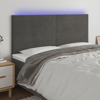 vidaXL Zagłówek do łóżka z LED, ciemnoszary, 180x5x118/128 cm, aksamit - vidaXL