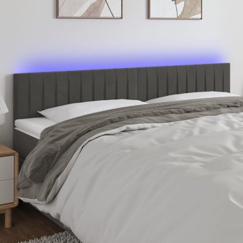 vidaXL Zagłówek do łóżka z LED, ciemnoszary, 180x5x78/88 cm, aksamit - vidaXL