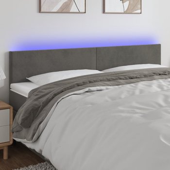 vidaXL Zagłówek do łóżka z LED, ciemnoszary, 180x5x78/88 cm, aksamit - vidaXL