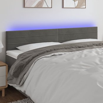 vidaXL Zagłówek do łóżka z LED, ciemnoszary, 200x5x78/88 cm, aksamit - vidaXL