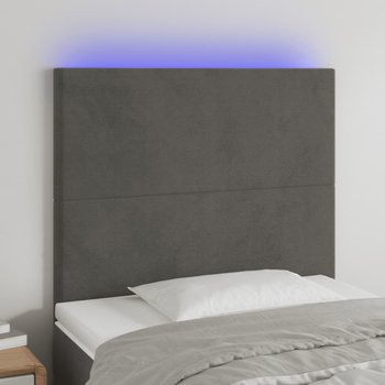 vidaXL Zagłówek do łóżka z LED, ciemnoszary, 80x5x118/128 cm, aksamit - vidaXL