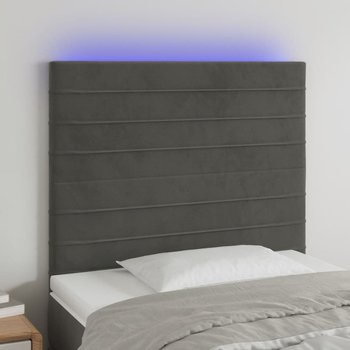 vidaXL Zagłówek do łóżka z LED, ciemnoszary, 80x5x118/128 cm, aksamit - vidaXL