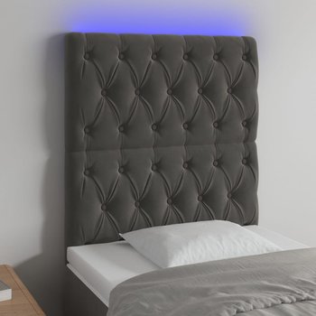 vidaXL Zagłówek do łóżka z LED, ciemnoszary, 80x7x118/128 cm, aksamit - vidaXL
