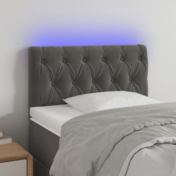 vidaXL Zagłówek do łóżka z LED, ciemnoszary, 80x7x78/88 cm, aksamit - vidaXL