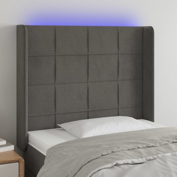 vidaXL Zagłówek do łóżka z LED, ciemnoszary, 83x16x118/128 cm, aksamit - vidaXL