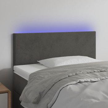 vidaXL Zagłówek do łóżka z LED, ciemnoszary, 90x5x78/88 cm, aksamit - vidaXL
